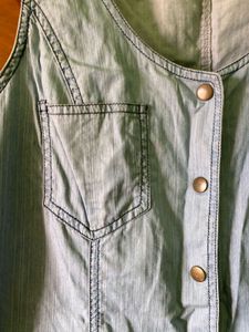 Light Wash Denim Button-Up Dress