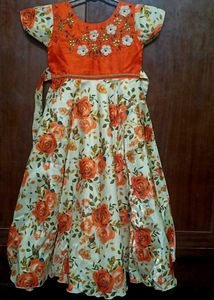 Gorgeous Orange Long Frock For Cute Girl Kids