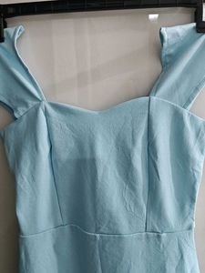 Sky Blue Off-Shoulder Bodycon Dress