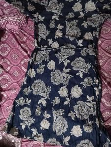 Navy Blue Floral Print kurta plazo set