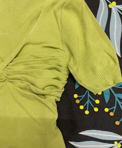 Lime Green Ruched V-Neck Top