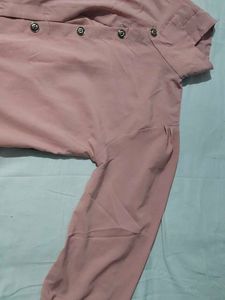 Chic Pink Long-Sleeve Button-Up Top