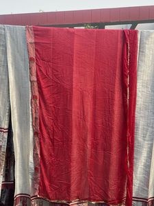 Red Silk Saree with Embellished Border