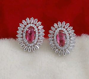 Stunning Pink & Crystal Stud Earrings