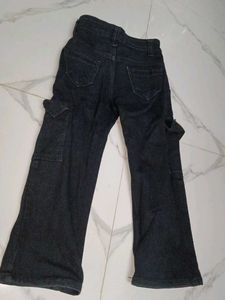 Kids Black Cargo Jeans