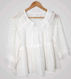White Ruffled Collar Blouse