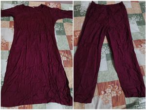 Maroon Kurta and Pant Set