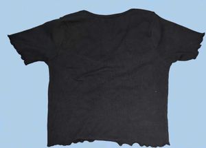 Black Ruched V-Neck Crop Top