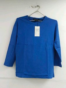 Women's Blue Long Sleeve Crewneck T-Shirt