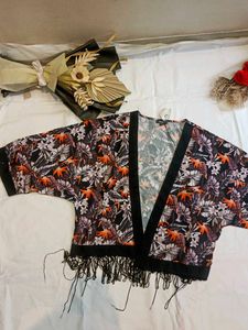 Boho Floral Kimono with Fringe
