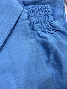 blue cotton plus size cordset
