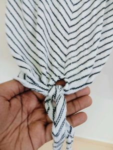 Striped Sleeveless Tie-Front Top