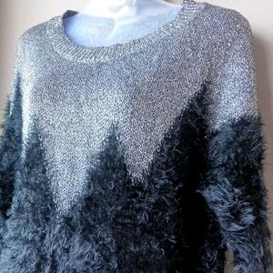 Korean Sparkly &amp; Fuzzy Accent Sweater