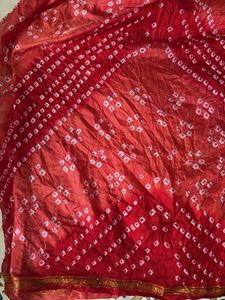 Vibrant Orange and red  Bandhani Saree