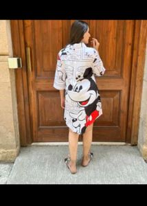 Mickey Mouse Print Shirt Dress