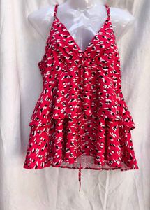 242610. Red Animal Print Top