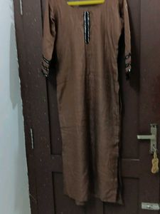 Elegant Brown Kurta with Embellishments