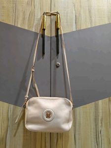 Cream Leather Crossbody Bag