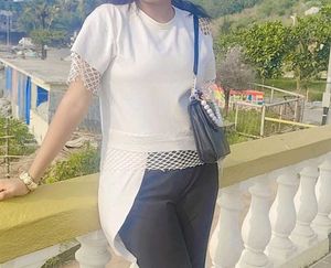 Stylish White Tunic Top with Mesh Detail