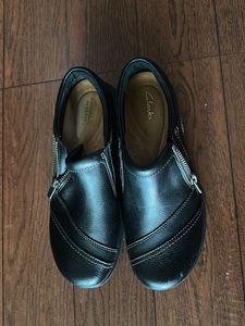 Clarks Black Leather Zip Shoes