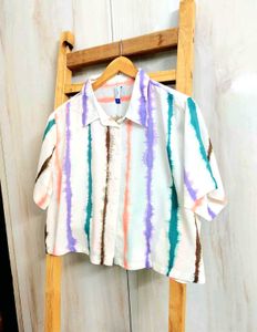 Stylish Striped Button-Up Shirt Size-44