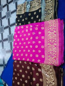 Pink Banarasi Soft Silk Saree