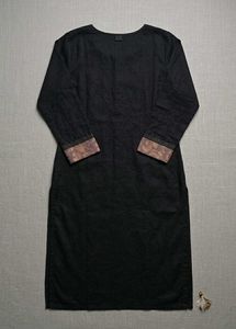 Elegant Black Kurta with Golden Brocade Yoke