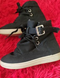 Black Wedge Sneakers