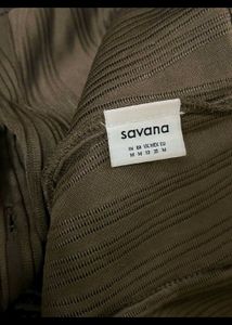 Brown Ribbed Button-Up Shirt