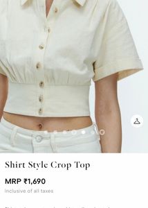 Urbanic Cream Shirt Style Crop Top