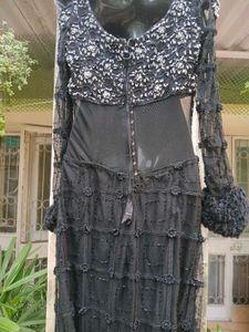 Elegant Black Embellished Couture Dress