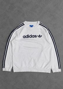Adidas White Striped Sweatshirt