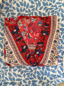 Red Floral Printed Tunic Top | V-Neck