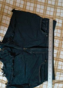 Dark Wash Ripped Denim Shorts