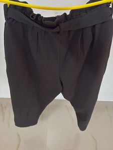 Chic Black Paperbag Waist Pants