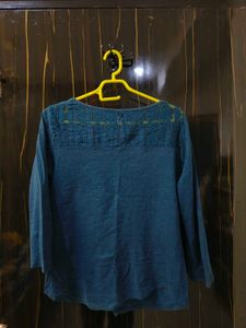 Stylish Blue Long Sleeve Top