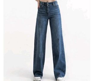 Wide Leg Blue Denim Jeans
