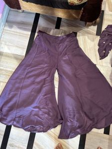 Embroidered Purple Blouse , plazo wit