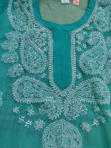 Teal Chikankari Kurta