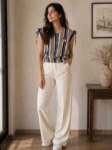 Striped Sleeveless Tie-Up Top