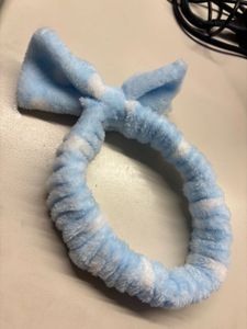 Fluffy Blue Polka Dot Headband