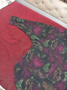 Abstract floral button up designer shirt