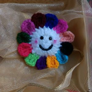Crochet Smiley Flower Hair Tie😊