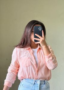 Peachy Pink Button-Up Shirt