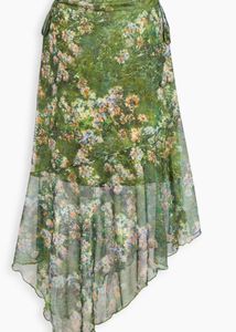 Savana Green Floral Ruched Mesh skirt