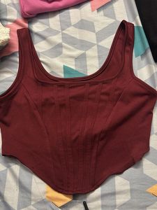 Chic Burgundy Corset Top