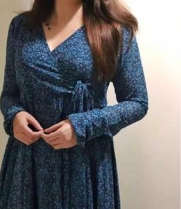 Elegant Blue Printed Maxi Dress
