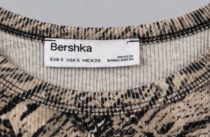 Bershka Snake Print Long Sleeve Lettuce Trim Top