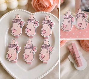 Baby Bottle Wooden Decorative Clips Set (Pack of 6
