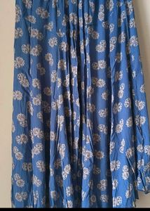 Boho Blue Floral Maxi Skirt &amp; White Blouse Set